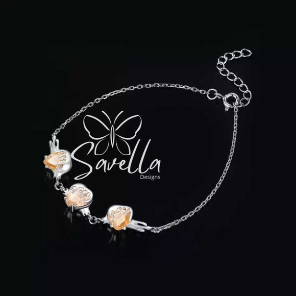 "BEE MY HONEY" SOLID STERLING 925 SILVER CINTRINE GEMSTONE BRACELET - Picture 6 of 7